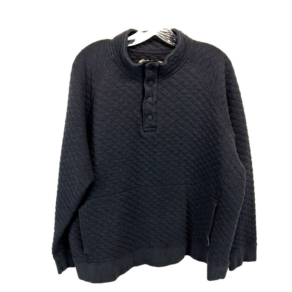 Eddie Bauer Men s Mock Neck Quilted Grey Long Sleeve Pullover Sweatshirt XL